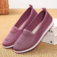 Women's Breathable Flying Woven Slip On Sneakers Lightweight Walking Shoes