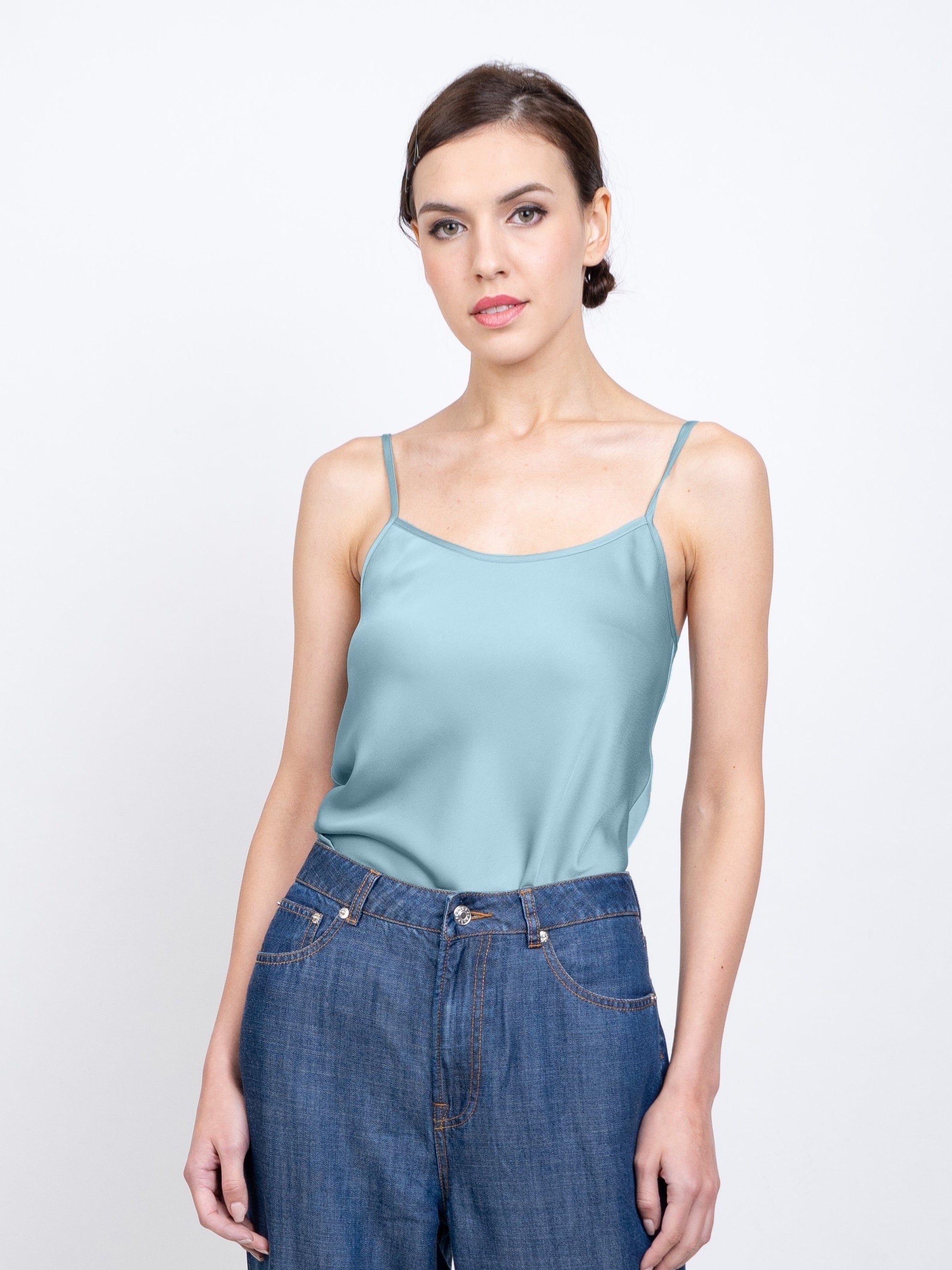 Solid Crew Neck Cami Top Sleeveless Casual Summer Top