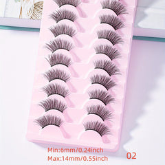 10 Pairs Natural Fluffy Faux Mink Lashes for False Eyelashes Extension