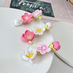 Peach Blossom Tulip Lily Hair Clips Barrette Scrunchie