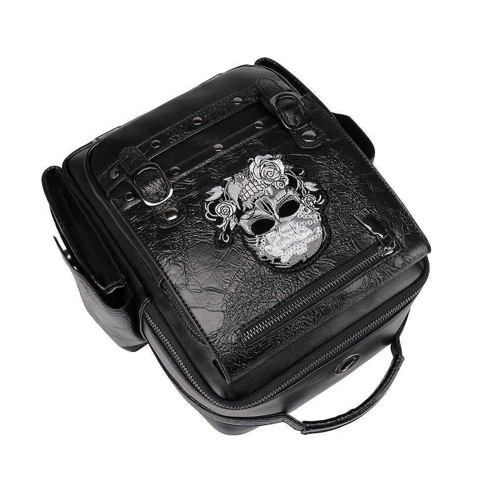 Gothic Punk Style Ghost Skull Embroidery Backpack