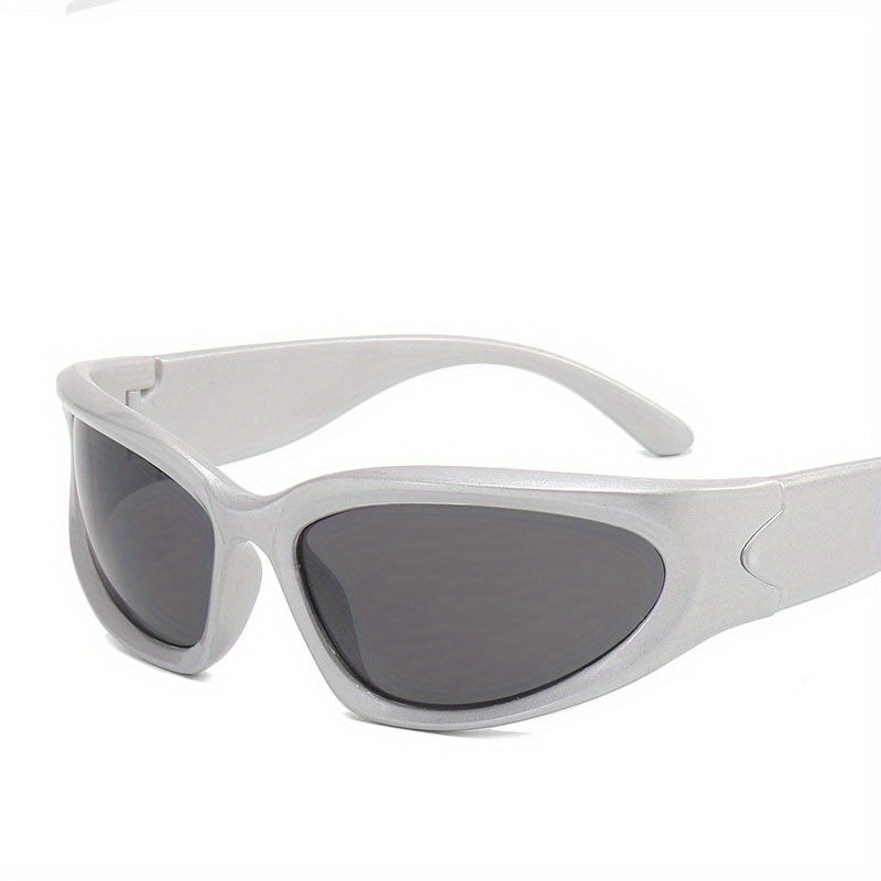 Y2K Wrap Around Sunglasses Cyberpunk Futuristic Mirror Lens Glasses UV400