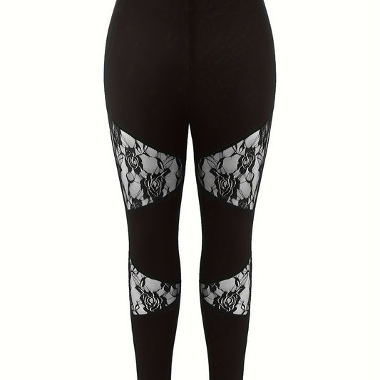  Solid Lace High Rise Leggings