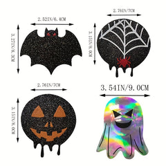 4 Pairs Halloween Pumpkin & Bat Breast Stickers Anti-convex Nipple Pasties