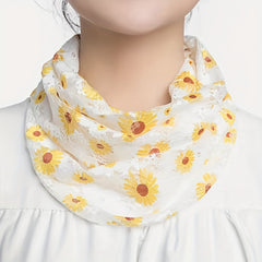 Lace Floral Butterfly Print Scarf Thin Breathable Neck Gaiter Warm Elastic