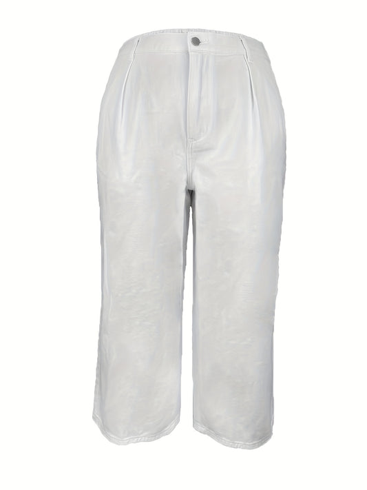  Solid High Rise Wide Leg Jeans