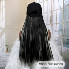 Synthetic Long Straight Baseball Cap with Highlight Hair Extensions