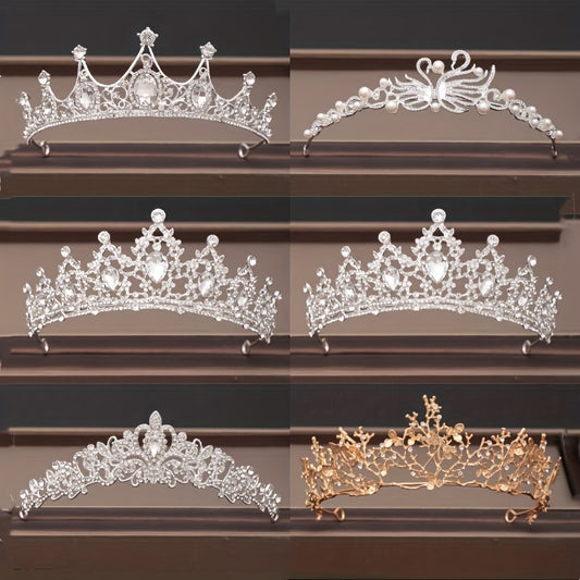 Baroque Rhinestone Crown Crystal Tiara Bridal Party Crown