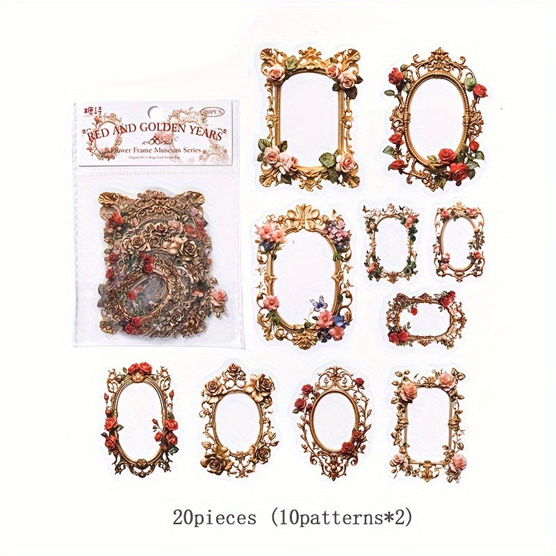 20pcs Flower Border Stickers for DIY Decoration Scrapbook Diary Cup