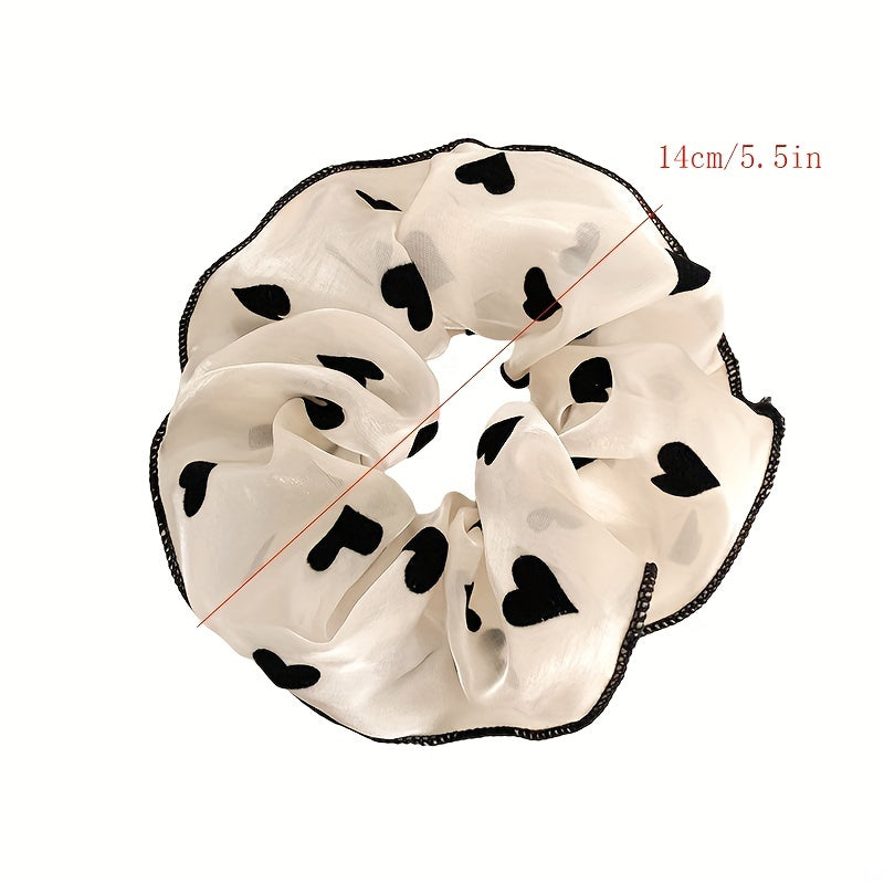 2pcs Polka Dot Decor Scrunchie Mesh Hair Tie Elastic Hair Accessory