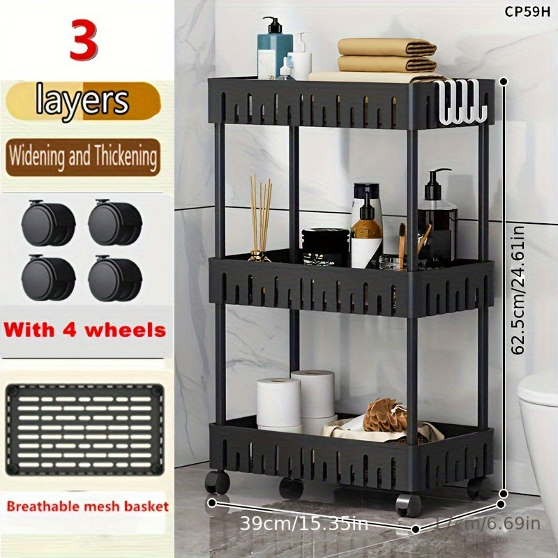 Plastic Storage Cart 4 Layers Multifunctional Garage Rack