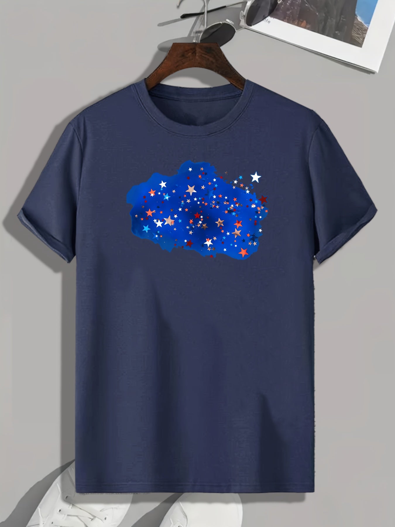 Star Pattern Print Men's Sports Tee
