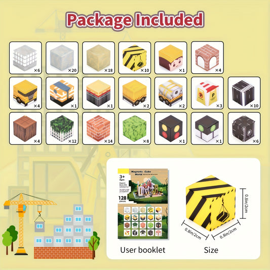 128pcs Magnetic Building Blocks Enhance Imagination and Creativity Sensory Toy