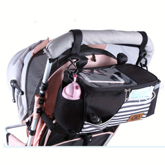 Stroller Organizer Bag With Cup Holder Non-Slip Strap Large Capacity