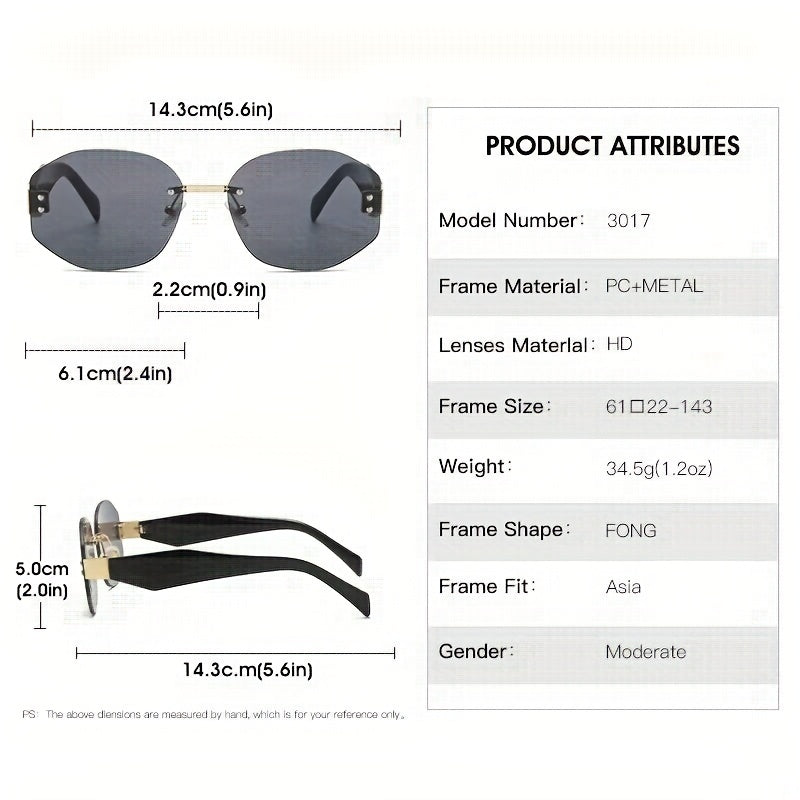 Men's Rimless Sunglasses UV Protection for Outdoor Beach Travel