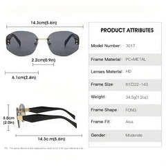 Men's Rimless Sunglasses UV Protection for Outdoor Beach Travel