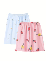 2 Pack Women's Plus Strawberry & Avocado Print Pajama Bottoms Set