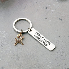 Deer Cartoon Keychain Stainless Steel Friendship Gift