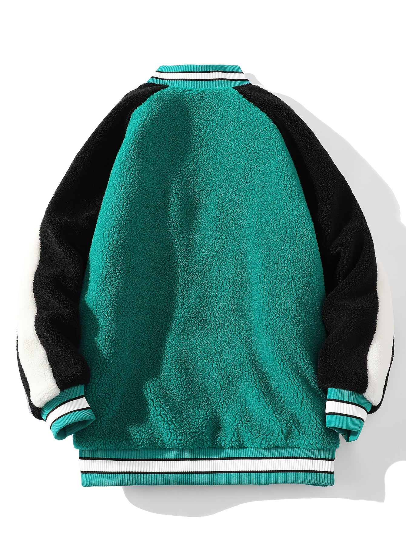 Contrast Letter Pattern Fleece Casual Jacket Women's Outerwear