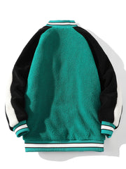Contrast Letter Pattern Fleece Casual Jacket Women's Outerwear