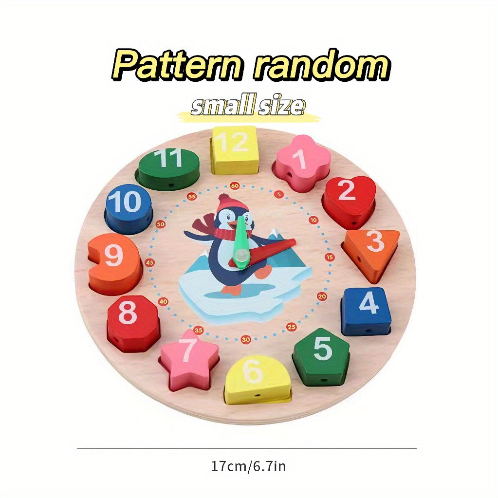 Wooden Teaching Clock with Random Pattern Toys