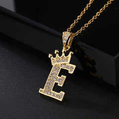 Zircon Inlaid Alphabet Necklace 18K Plated Clavicle Chain for Women