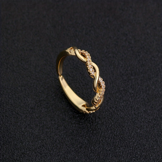 18K Plated Zircon Ring Adjustable Finger Size Jewelry For Men/Women