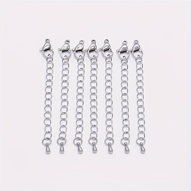 10pcs Stainless Steel Lobster Clasp Tail Chain Set for DIY Necklace Bracelet