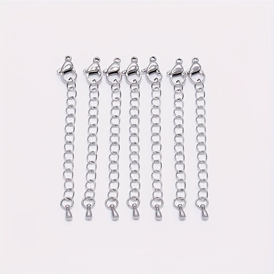 10pcs Stainless Steel Lobster Clasp Tail Chain Set for DIY Necklace Bracelet