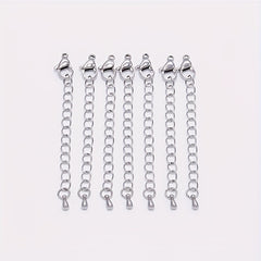 10pcs Stainless Steel Lobster Clasp Tail Chain Set for DIY Necklace Bracelet