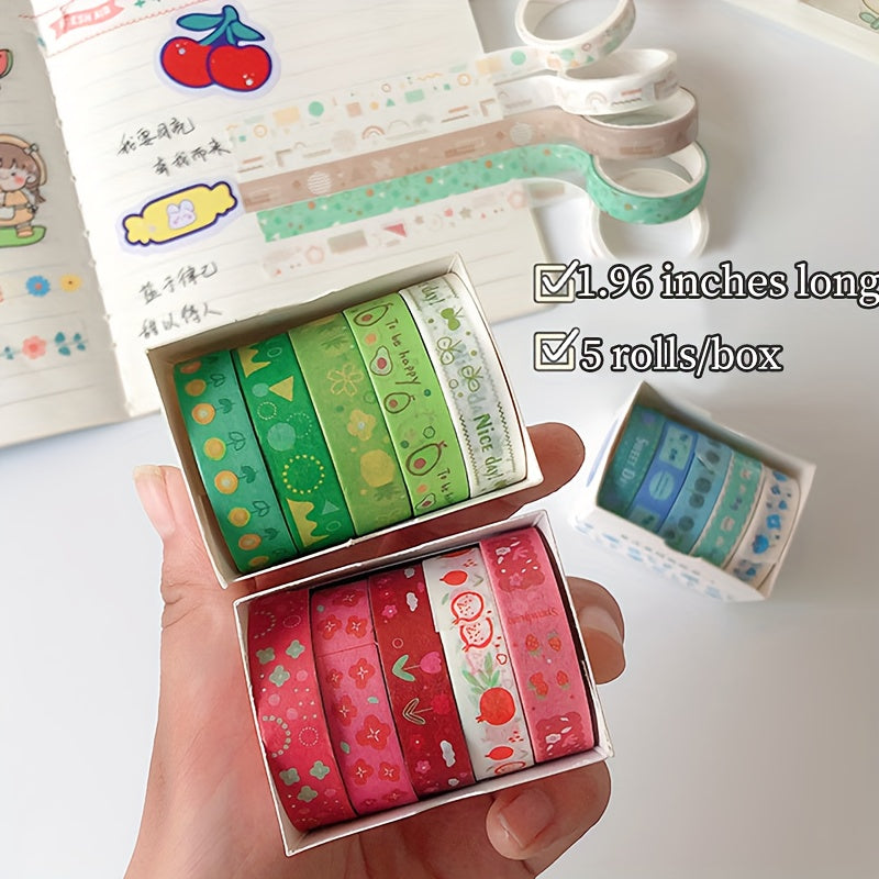 5 Rolls Retro Series Solid Washi Tape Set Decorative Sticker DIY Marker Label