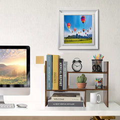 Desktop Bookshelf Office Retractable Storage Bookcase Wooden Storage Rack