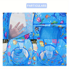 Kids Cartoon Ocean 3-in-1 Tent Game House Indoor Baby Foldable Tent Toy House