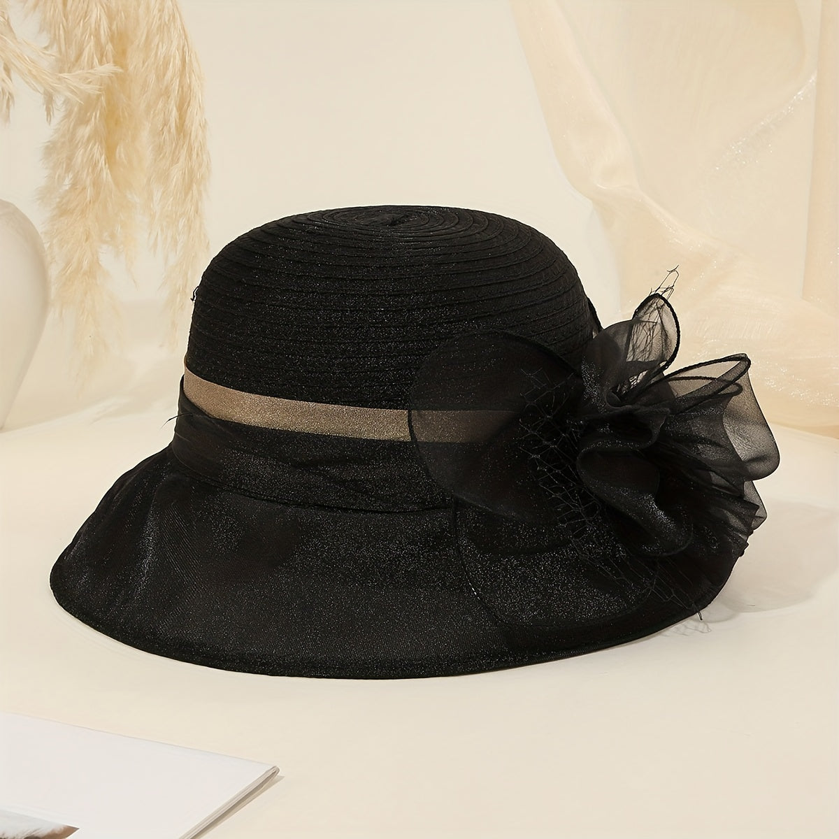 French Style Gauze Bucket Hat Mesh Organza Derby Hat Lightweight Sun Hats