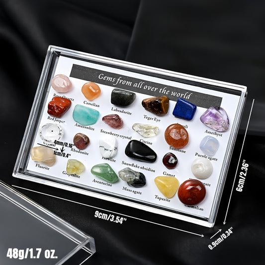 24pcs Natural Tiny Crystal Agate Stones Box Specimens