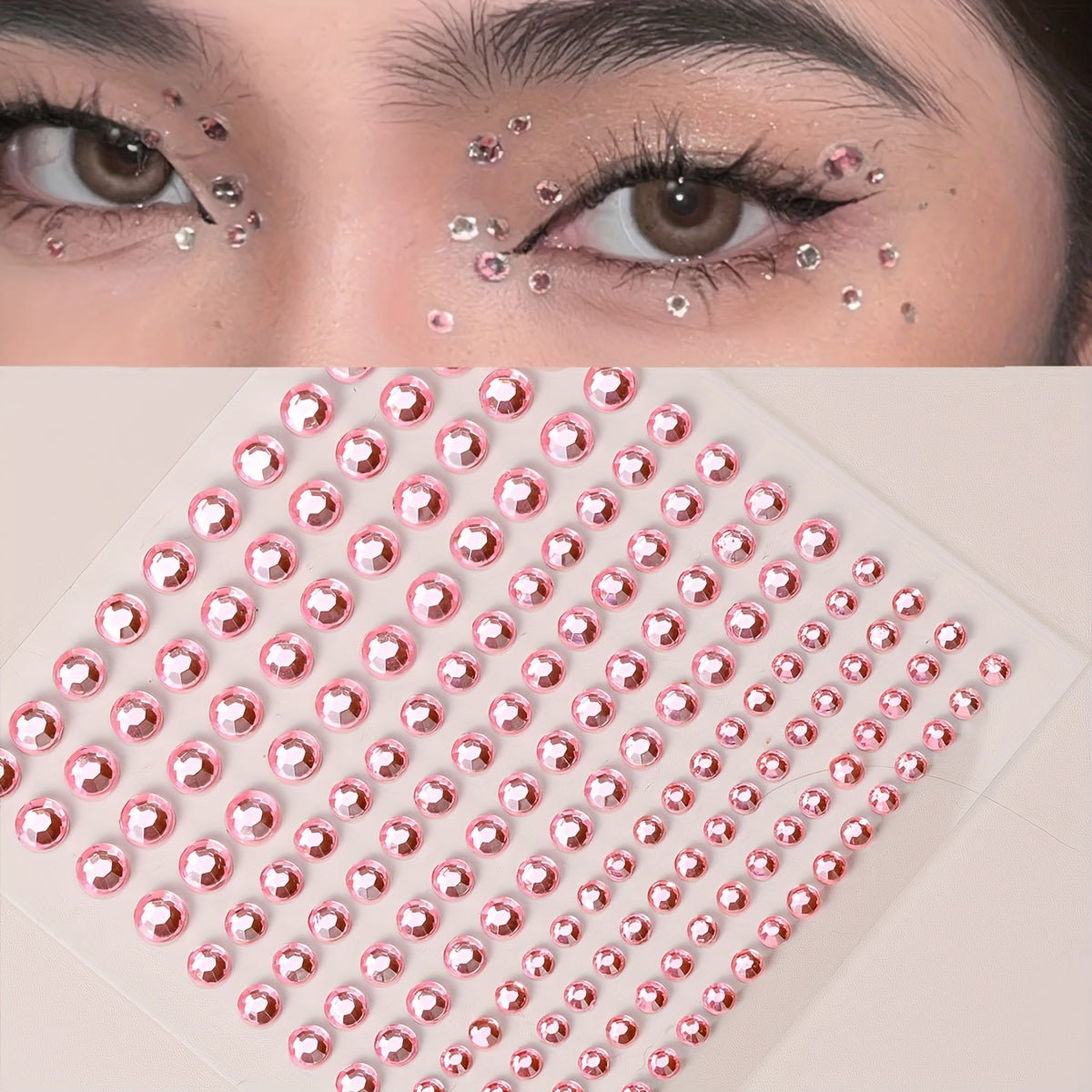 Y2K Pink Face Gems One Sheet Rhinestone Stickers