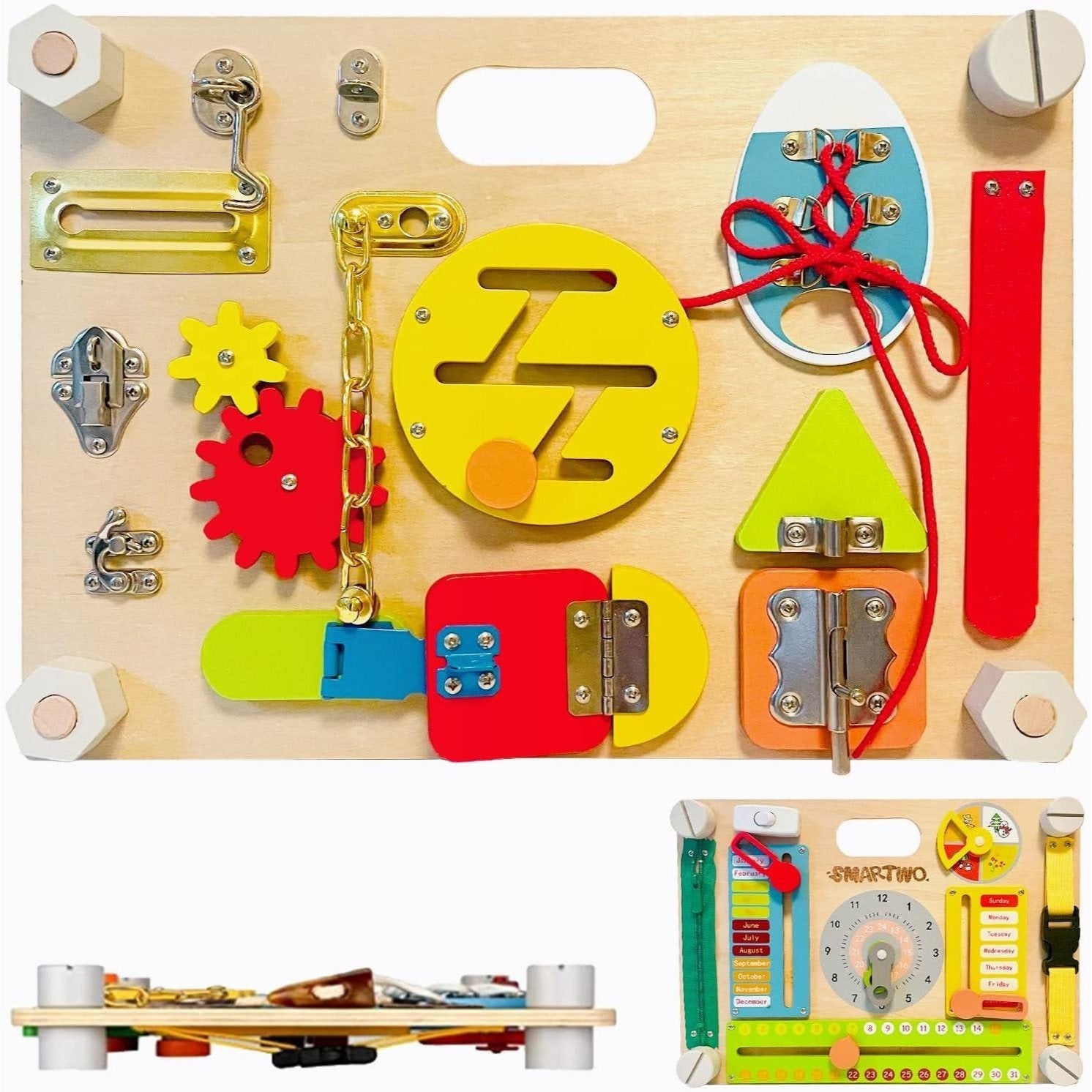 Large Wooden Busy Board for Toddlers 3 Years Old Busy Activity Board