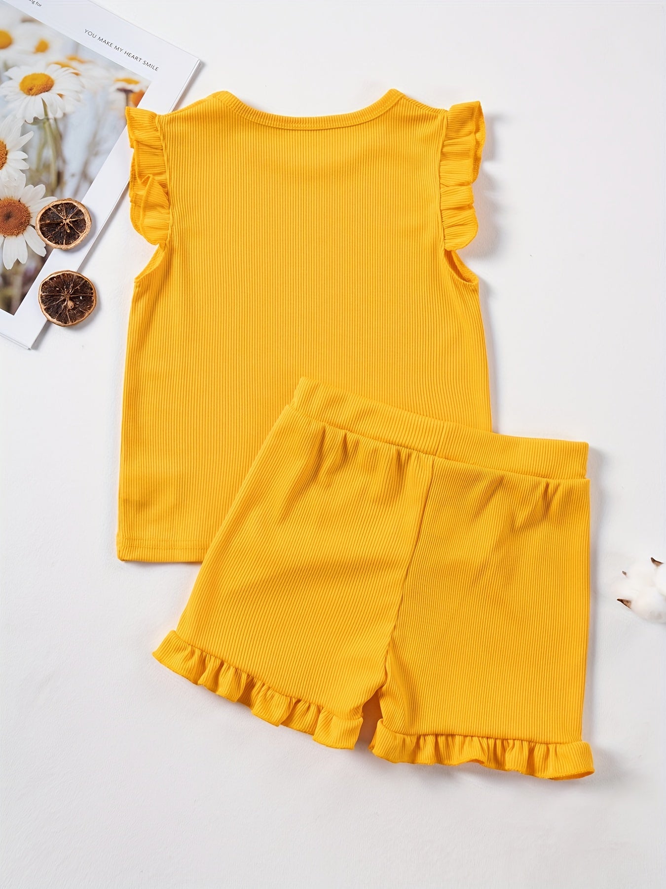 2Pcs Toddler Girls Summer Outfit Sleeveless Tops Shorts Set