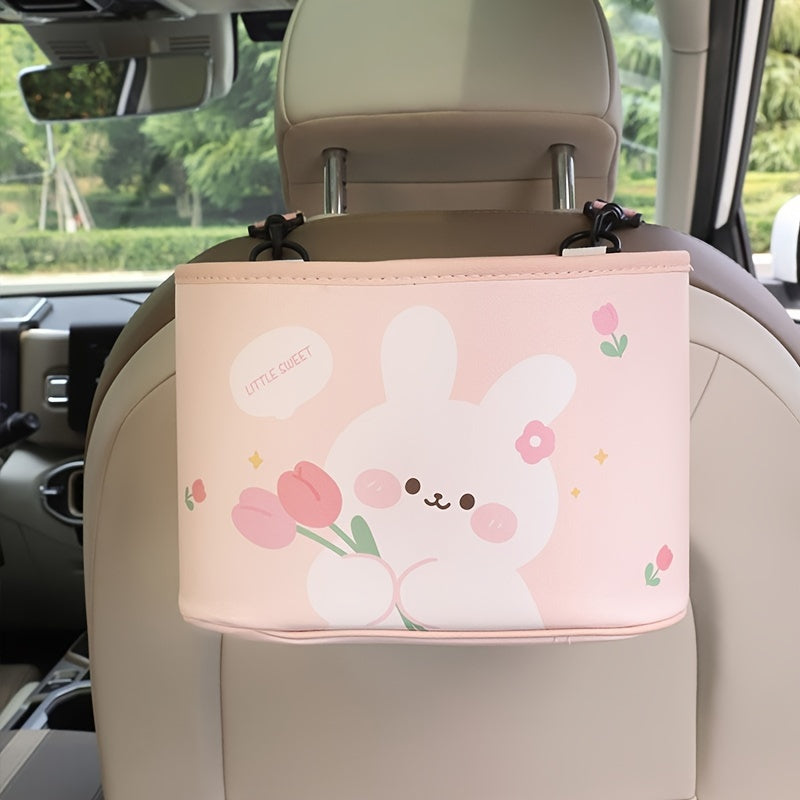 Cartoon Bear Car Seat Back Storage Bag Car Trash Can