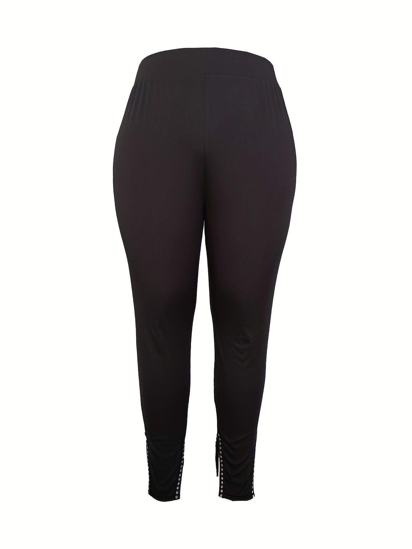  Sexy Pants Solid Beaded Elastic High Rise Side Split Trousers