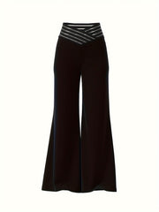  Women's Mesh Criss Cross High Rise Flared Leg Trousers