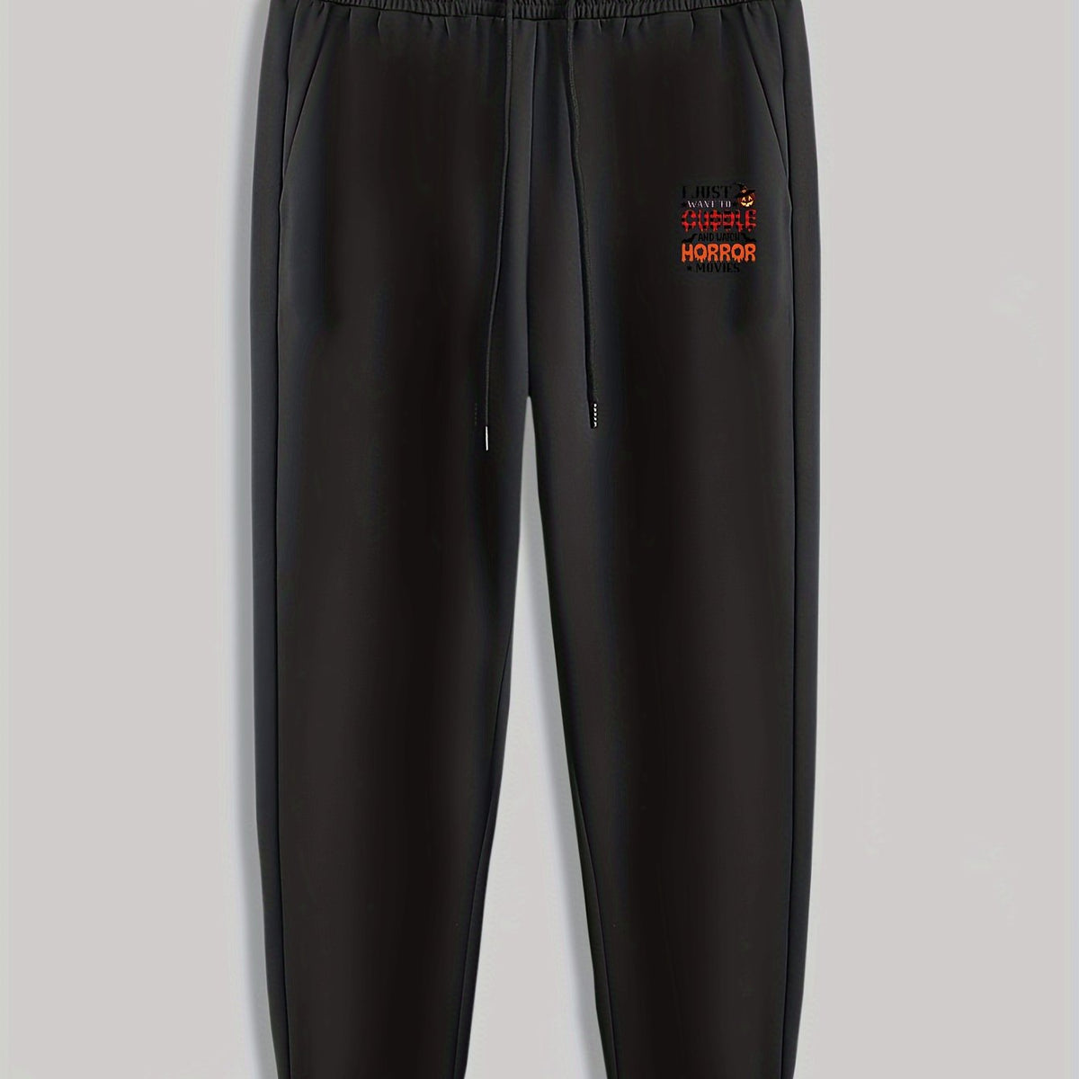 Halloween Pumpkin Letter Horror Print Men's Pants Drawstring Sweatpants