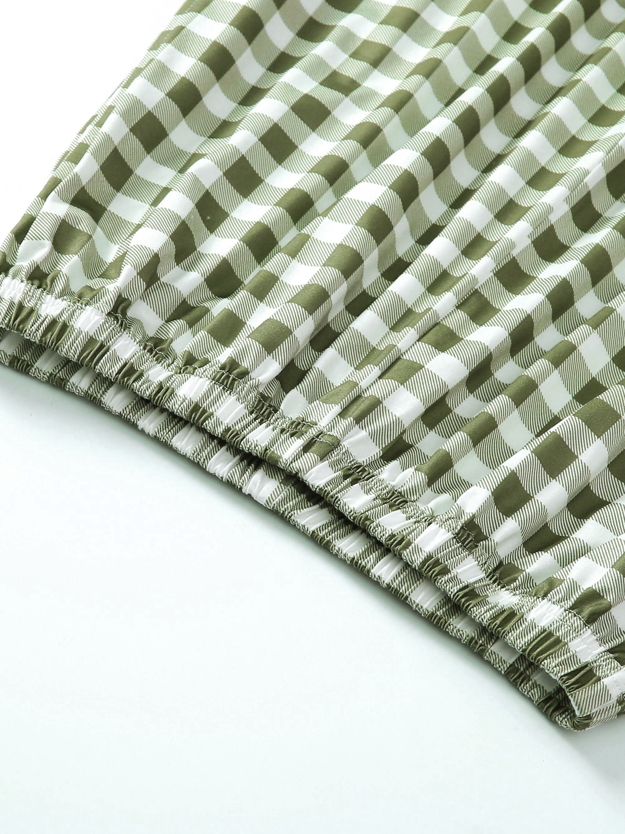 Plaid Pajama Bottoms Colorblock Comfort Loose Long Pants Women's Loungewear