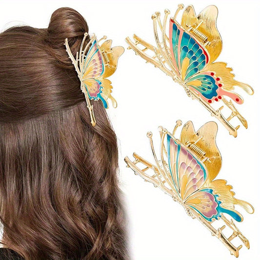 Colorful Butterfly Hair Claw Vintage Style Large Hair Accessory For Women Girls