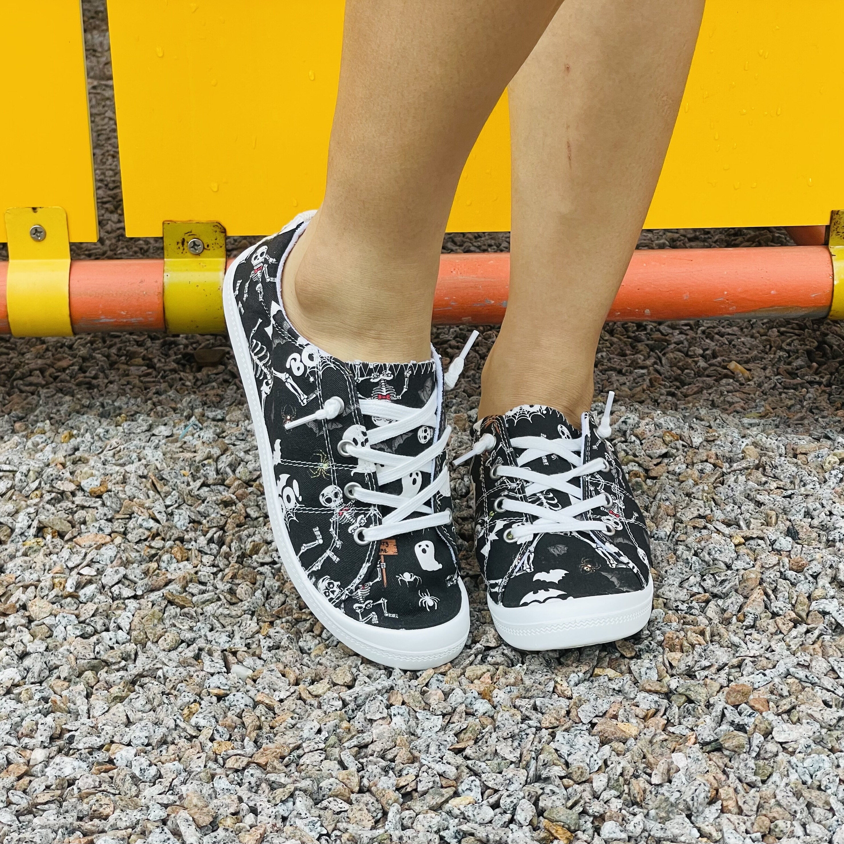 Women's Skull & Ghost Printed Shoes Lightweight Outdoor Canvas