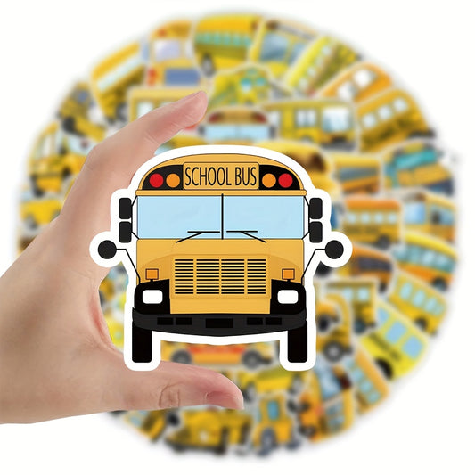 53pcs Yellow School Bus Cartoon Stickers for Kids' Back to School Decorating