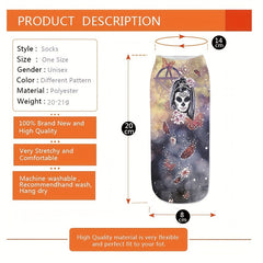 4 Pairs Skull & Pumpkin Print Socks Low Cut Women's Stockings