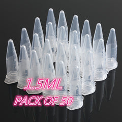 50pcs 1.5ml Micro Plastic Test Tube Centrifuge Vial Snap Cap