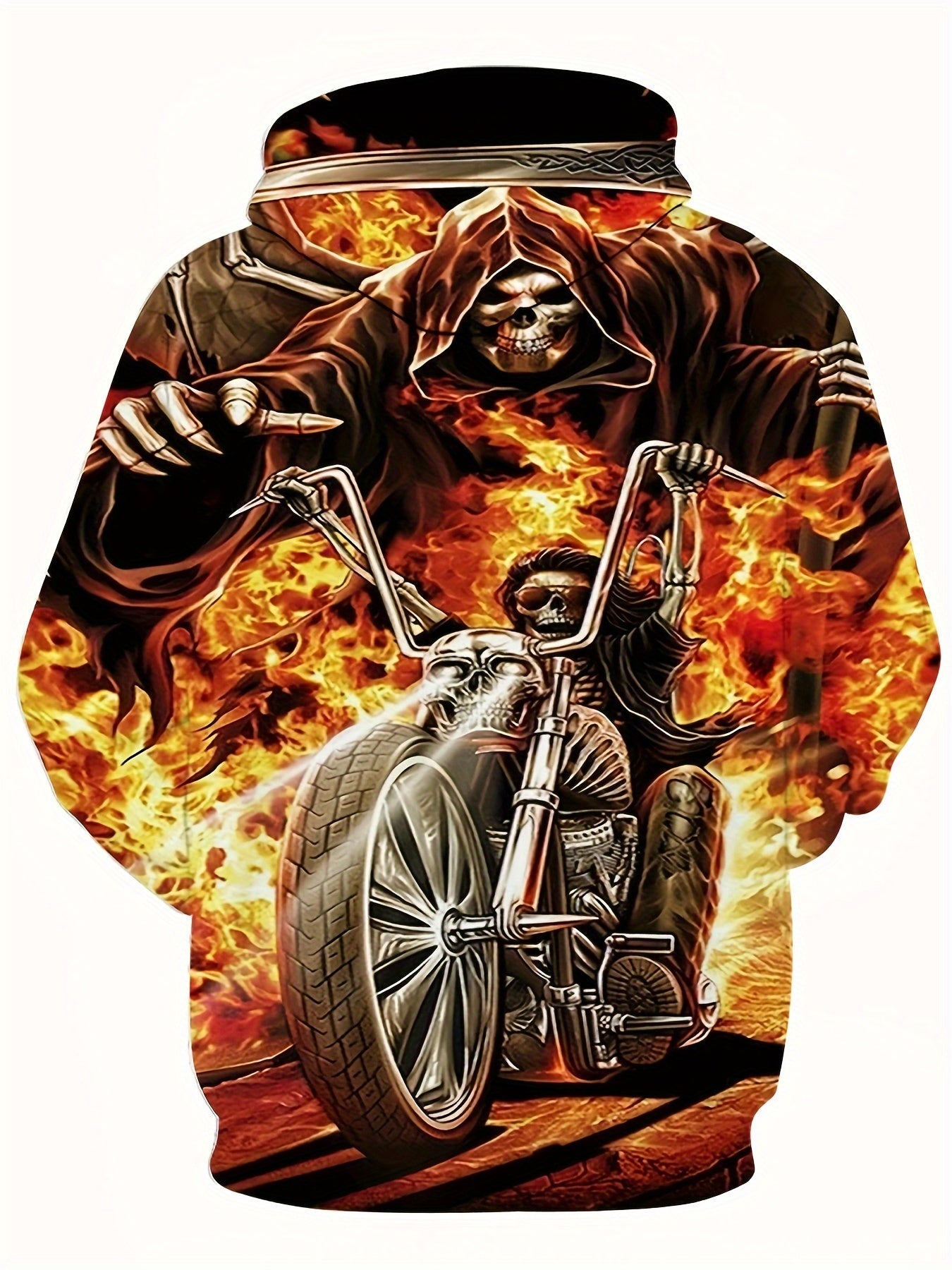 Skeleton Motorcyclist Print Hoodies for Men Graphic Hoodie