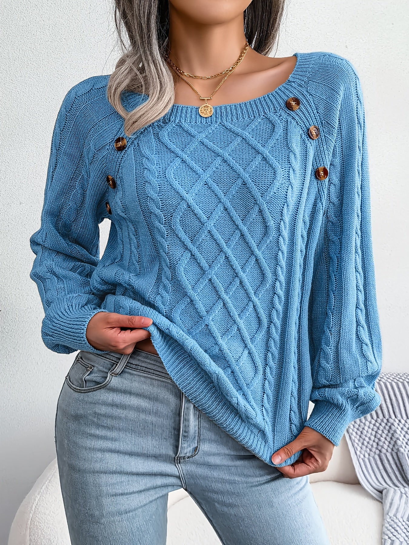 Women's Lantern Sleeve Textured Sweater
